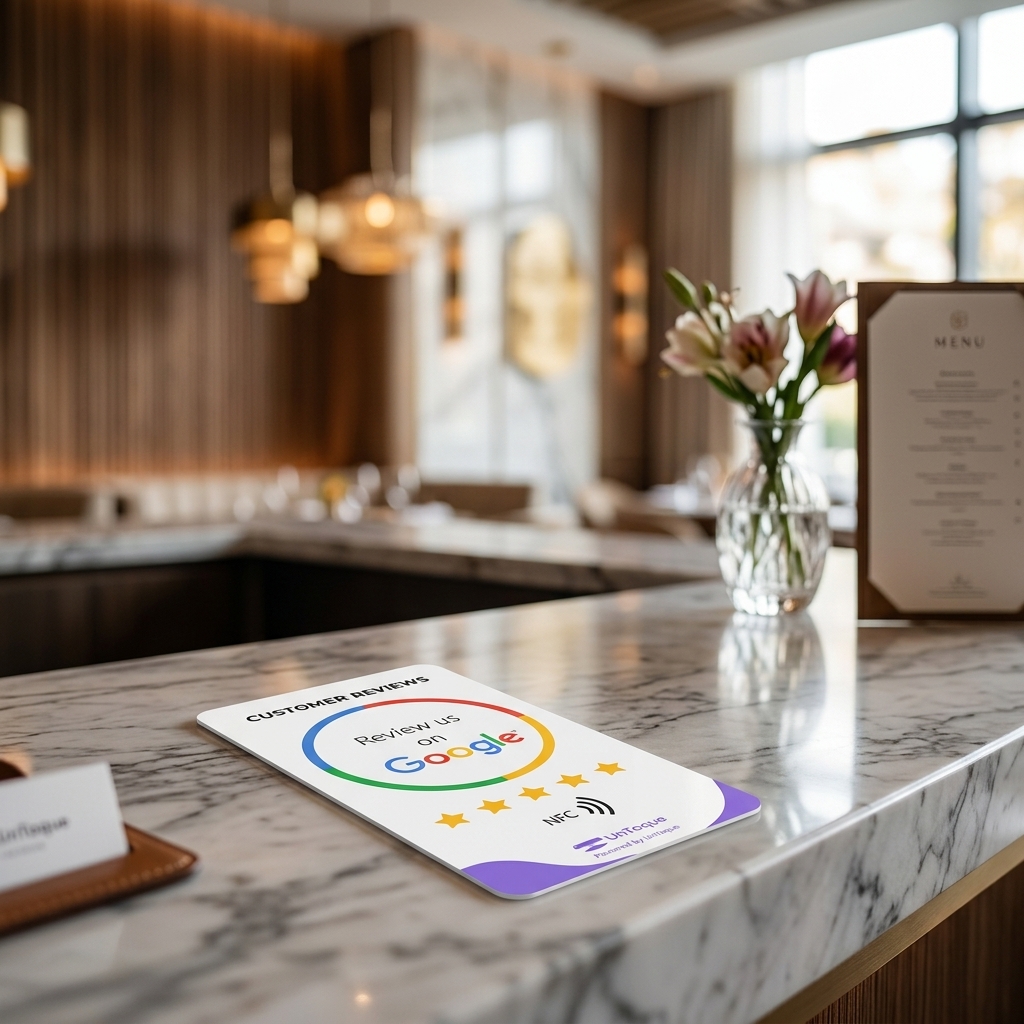 Tarjeta NFC en mostrador de restaurante