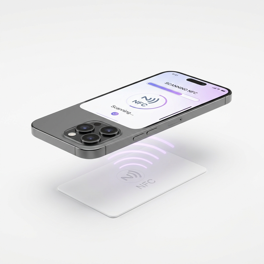 Interacción NFC — teléfono sobre tarjeta